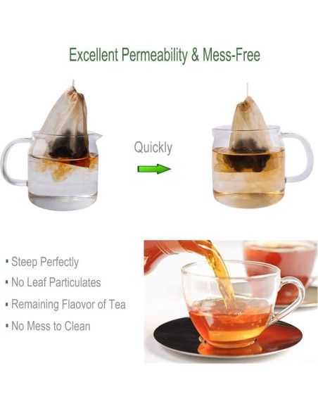 Bolsas de Filtro de Té Biodegradables Aksuaple 100 Piezas 8.1x10.2cm