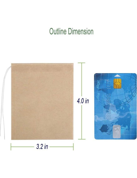 Bolsas de Filtro de Té Biodegradables Aksuaple 100 Piezas 8.1x10.2cm