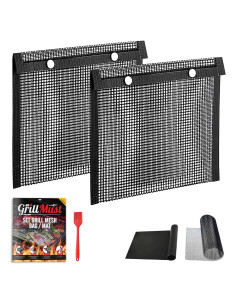 Juego de Asado GrillMust - 2 Bolsas Malla y 2 Alfombrillas