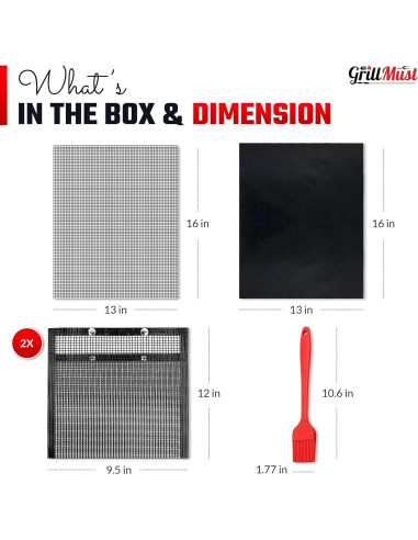 Juego de Asado GrillMust - 2 Bolsas Malla y 2 Alfombrillas