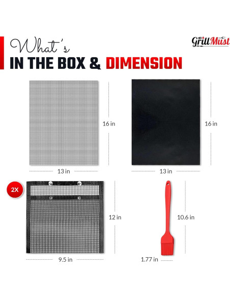 Juego de Asado GrillMust - 2 Bolsas Malla y 2 Alfombrillas