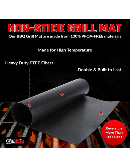 Juego de Asado GrillMust - 2 Bolsas Malla y 2 Alfombrillas