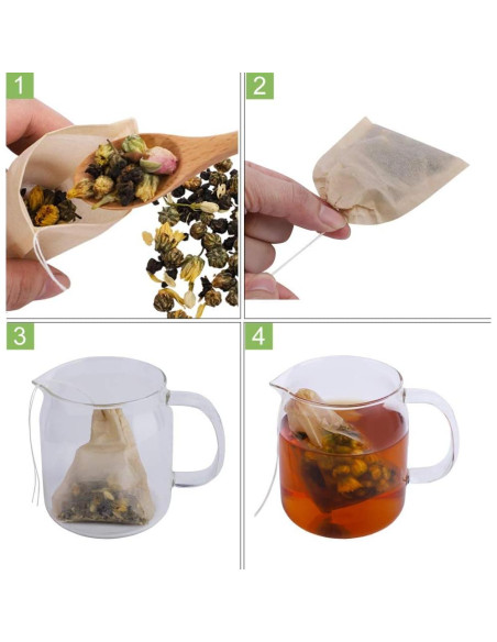 Bolsas de Filtro de Té Biodegradables Aksuaple 100 Piezas 8.1x10.2cm
