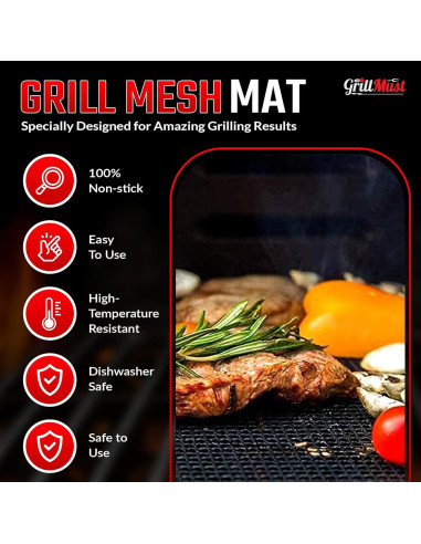 Juego de Asado GrillMust - 2 Bolsas Malla y 2 Alfombrillas
