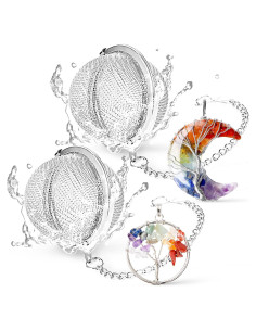 Juego de Infusores de Té de Acero Inoxidable TeaSanavie - 2 Piezas con Colgantes de Media Luna y Árbol de la Vida