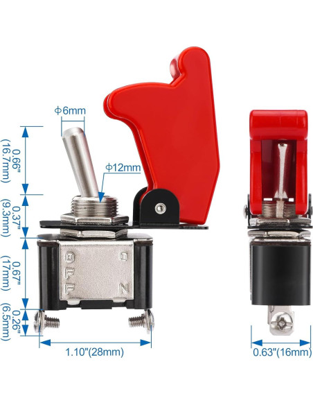 Interruptor de Palanca Baomain 20A 12V con Cubierta de Seguridad
