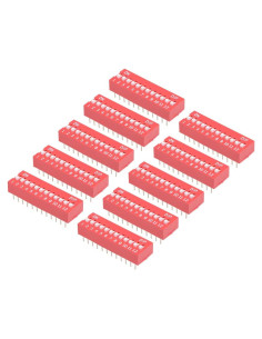 Interruptor DIP Horizontal 10 Pcs uxcell 12 Posiciones 2.54mm
