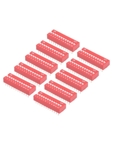 Interruptor DIP Horizontal 10 Pcs uxcell 12 Posiciones 2.54mm