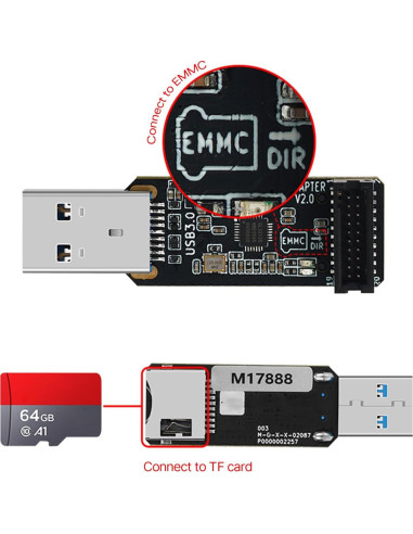 Adaptador MKS EMMC USB 3.0 V2 para tarjetas MicroSD y TF