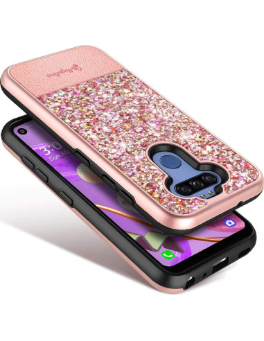 Funda de Cuero Brillante E-Began para LG K31 y Modelos Compatibles