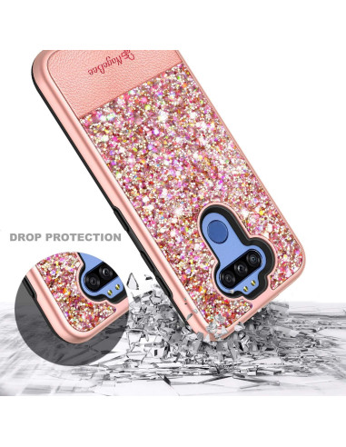 Funda de Cuero Brillante E-Began para LG K31 y Modelos Compatibles