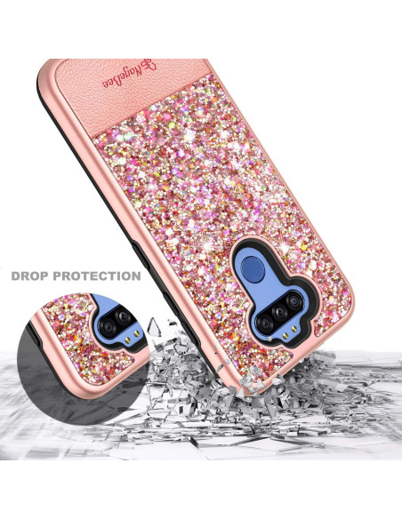 Funda de Cuero Brillante E-Began para LG K31 y Modelos Compatibles