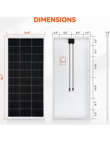 Módulo Solar Monocristalino RICH SOLAR 200W 12V Alta Eficiencia