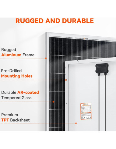 Módulo Solar Monocristalino RICH SOLAR 200W 12V Alta Eficiencia