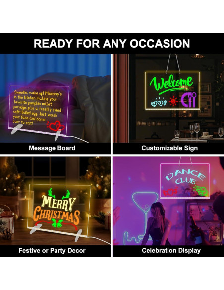 Tablero de Notas LED Eascor 35.1x25.4cm 4 Modos 7 Colores