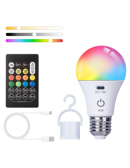 Bombilla LED recargable JCPYIUL LE001 E26 RGB 6W