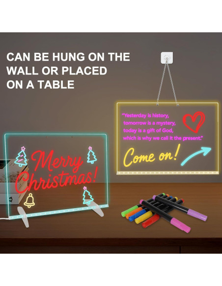 Tablero de Notas LED Eascor 35.1x25.4cm 4 Modos 7 Colores