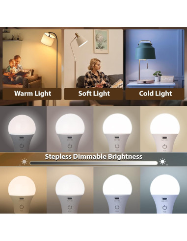 Bombilla LED recargable JCPYIUL LE001 E26 RGB 6W