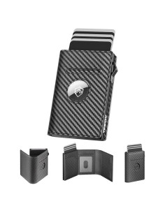 Cartera YESIIW para hombres con AirTag y bloqueo RFID, negra