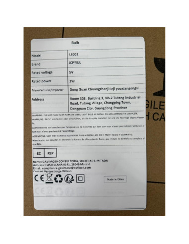 Bombilla LED recargable JCPYIUL LE001 E26 RGB 6W