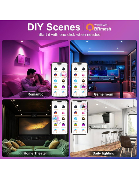 Luces LED empotradas inteligentes 4" RGB+CCT ChangM 12W 1080LM