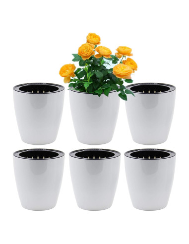 Maceta Autorriego SAND MINE Blanca Pack de 6 - 13 cm