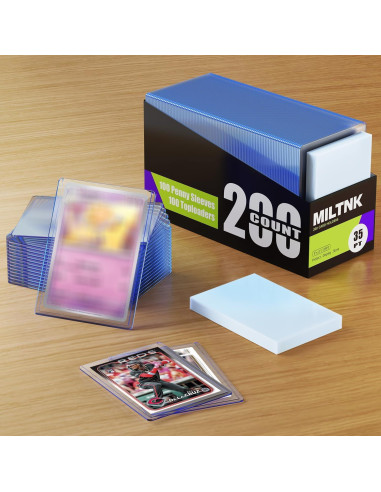 Paquete de 200 fundas para tarjetas MILTNK - 100 Toploaders + 100 fundas