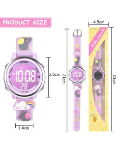 Reloj Digital Unicornio Vicloon para Niñas 6-12 Años LED 7 Colores 2