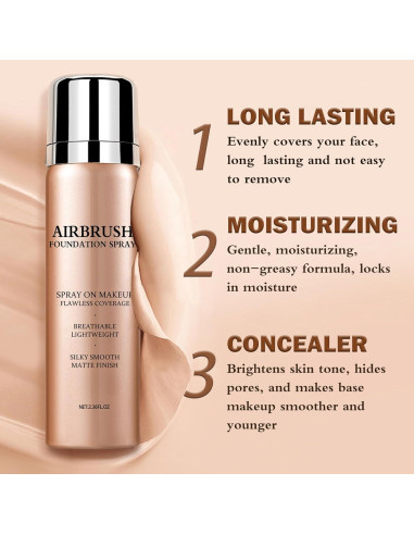 Base de Maquillaje Airbrush LZXLUKGIR 02 Beige Hidratante