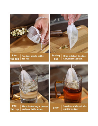 200 Bolsas de Té Desechables Lannso con Cucharita Gratis