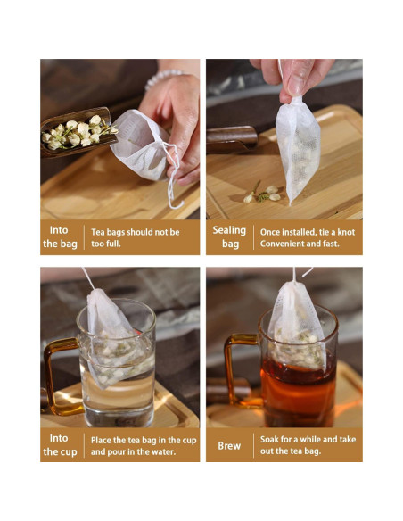 200 Bolsas de Té Desechables Lannso con Cucharita Gratis