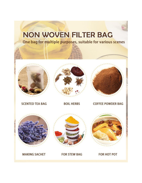 200 Bolsas de Té Desechables Lannso con Cucharita Gratis