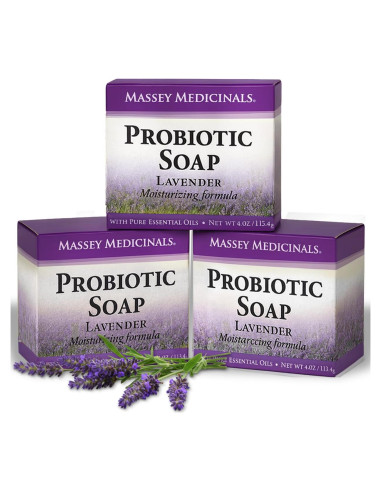 Jabón Natural Probiotico Massey - Lavanda - 3 Barras de 113g