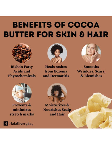 Manteca de Cacao Ecuatoriana HalalEveryday 453g Pura y Cruda
