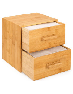 Caja de Bambú con 50 Toallitas Faciales Desechables XL