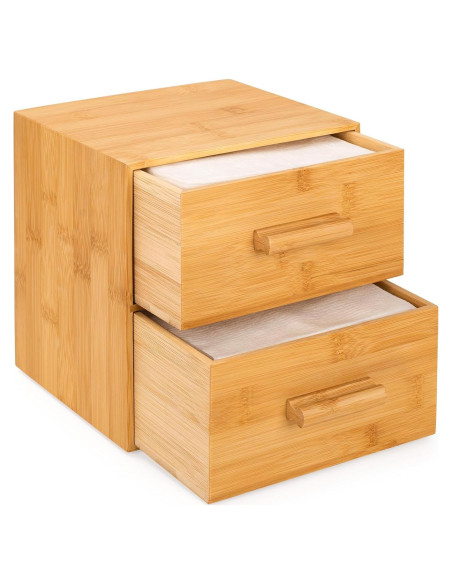 Caja de Bambú con 50 Toallitas Faciales Desechables XL