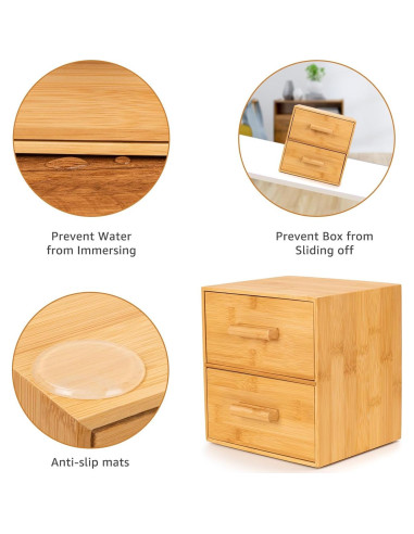 Caja de Bambú con 50 Toallitas Faciales Desechables XL