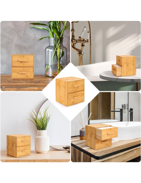 Caja de Bambú con 50 Toallitas Faciales Desechables XL