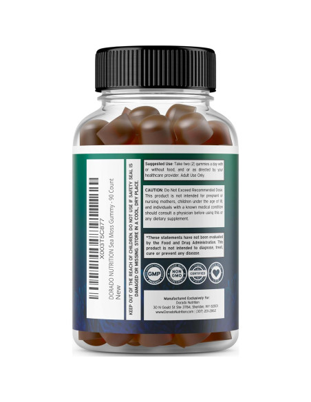 Gomitas de Musgo Irlandés 3000mg Dorado Nutrition - 90 Unidades