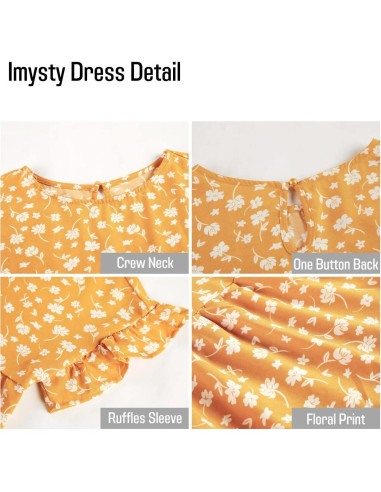 Vestido Mini Suelto Imysty Floral Bohemio para Mujeres