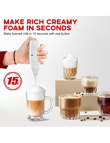 Batidor de Leche HOMEXUP 14,000 RPM Blanco con Soporte