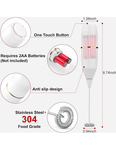 Batidor de Leche HOMEXUP 14,000 RPM Blanco con Soporte