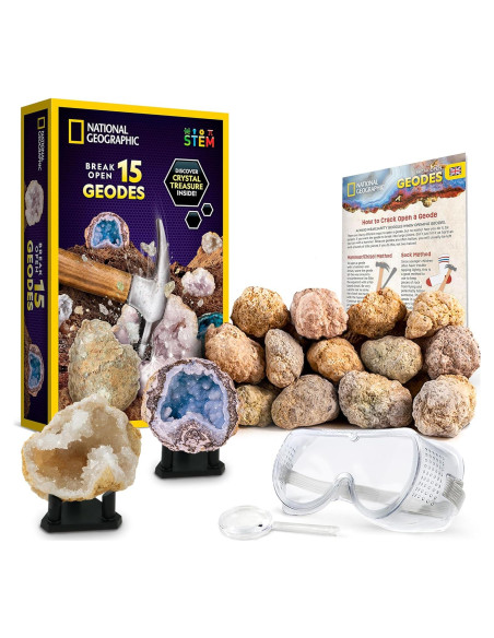 Kit de Ciencia National Geographic - Rompe 15 Geodas Premium