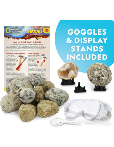Kit de Ciencia National Geographic - Rompe 15 Geodas Premium