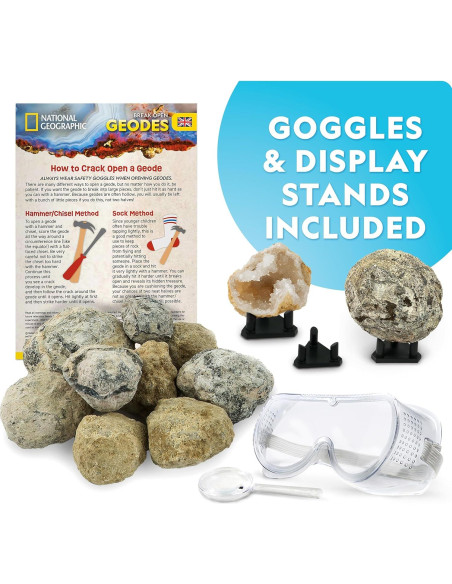 Kit de Ciencia National Geographic - Rompe 15 Geodas Premium