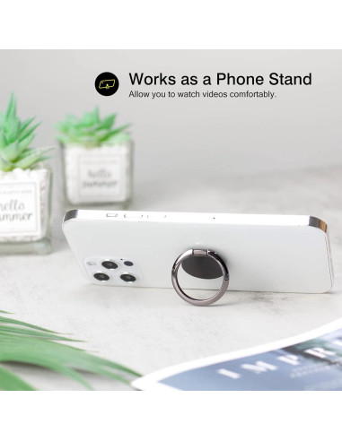 Soporte de Anillo para Teléfono Wansurs Negro 360 Ajustable