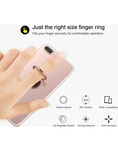 Soporte de Anillo para Teléfono Wansurs Negro 360 Ajustable