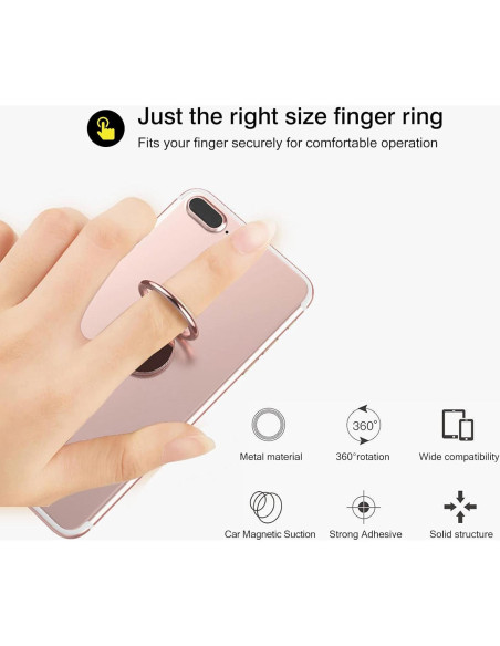 Soporte de Anillo para Teléfono Wansurs Negro 360 Ajustable