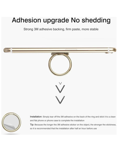 Soporte de Anillo para Teléfono Wansurs Negro 360 Ajustable