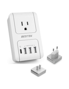 Adaptador de Viaje Universal BESTEK 3000W con USB-C y 5 Puertos